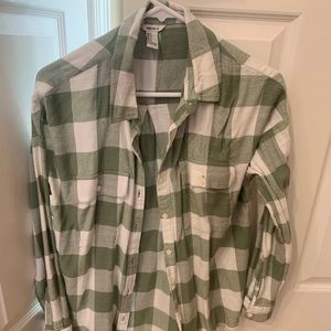 Long sleeve green/white flannel
